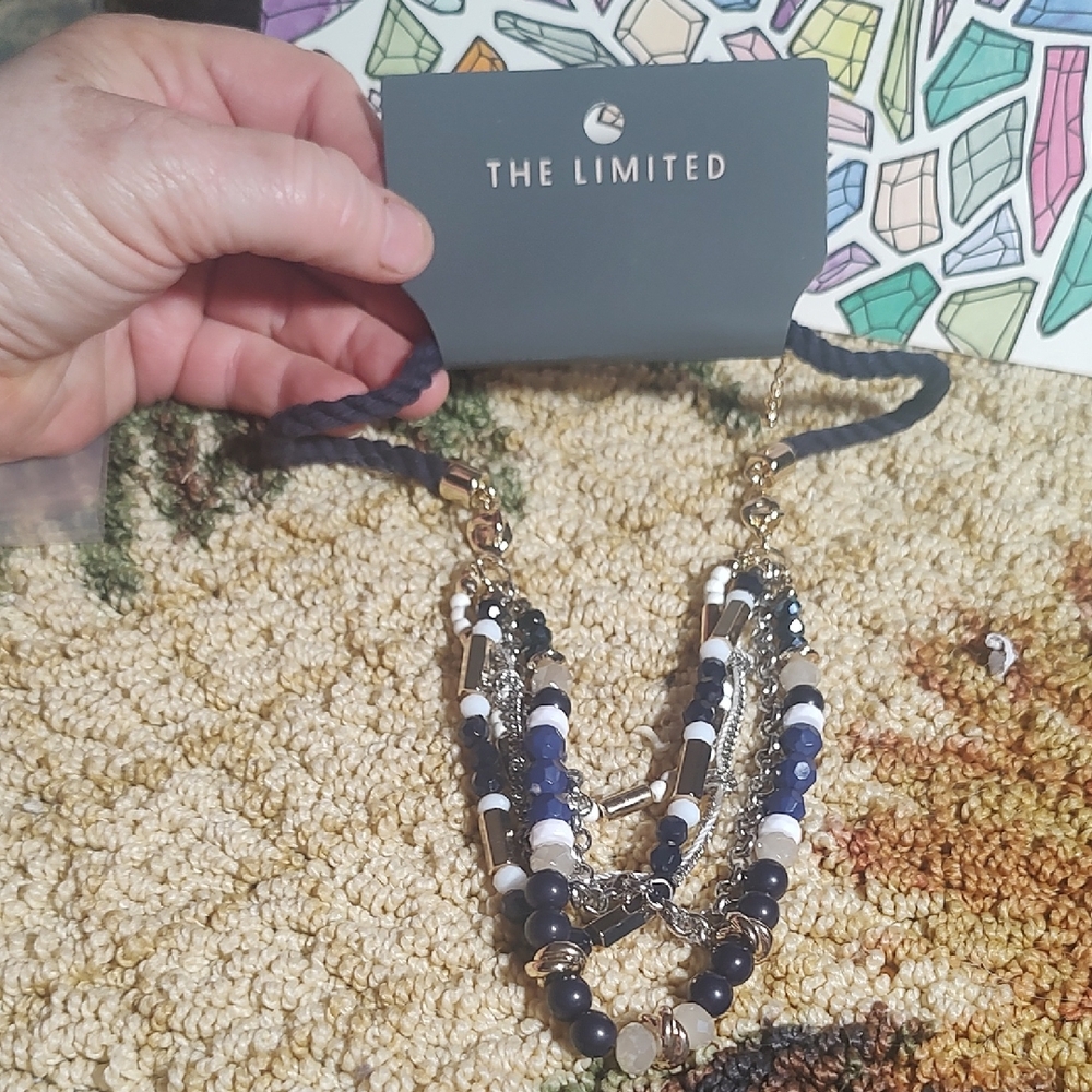 The Limited Navy and White Multi-Strand Necklace Nwt